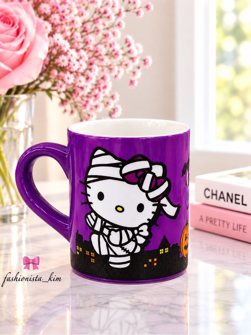 Hello Kitty Halloween Mummy Purple Glitter Mug NWT Sanrio